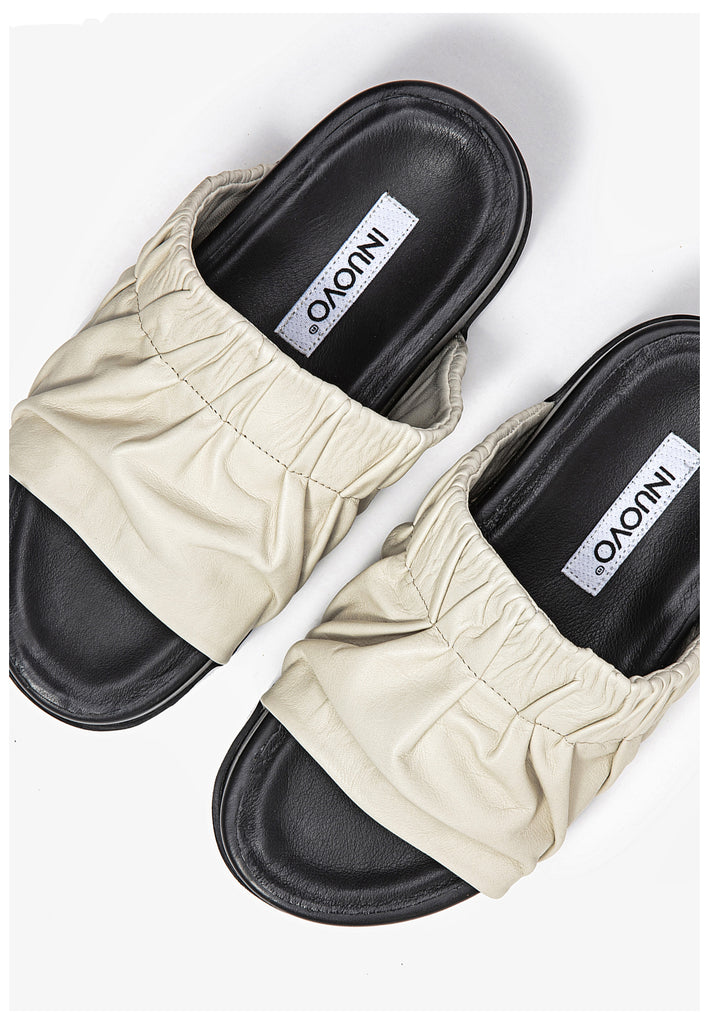 Inuovo Pantoletten Leder Beige - surf4shoes