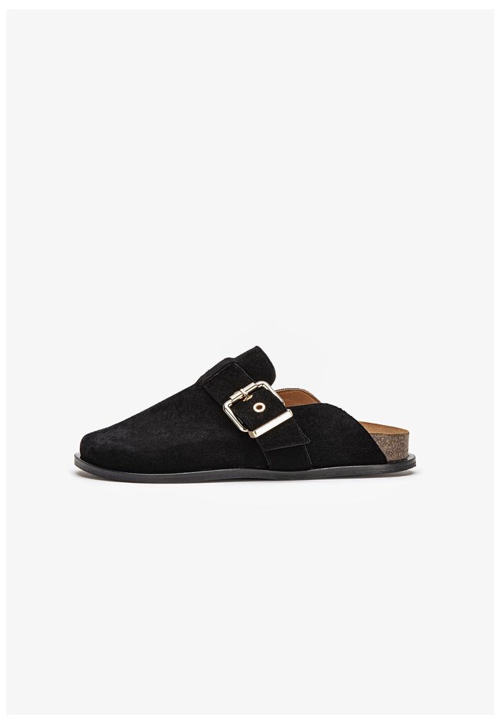 Inuovo Clogs Veloursleder Schwarz - surf4shoes