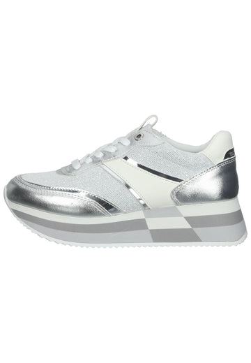 Tamaris Sneaker Lederimitat/Textil Silber/Weiß - surf4shoes