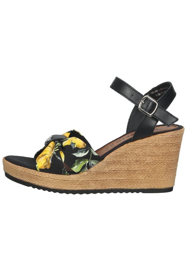 Tamaris Sandalen Leder/Textil Schwarz/Gelb - surf4shoes