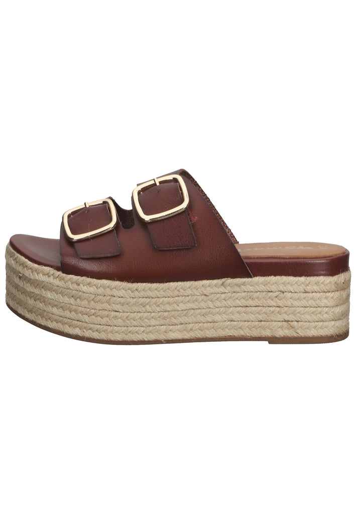 Tamaris Pantoletten Lederimitat Chestnut - surf4shoes