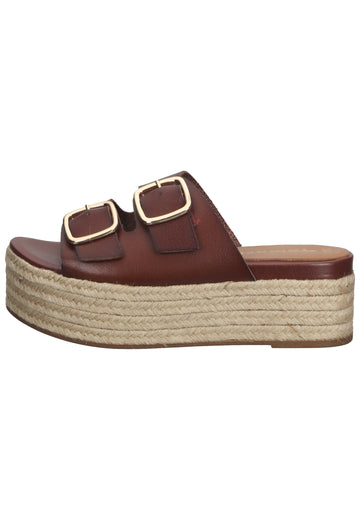 Tamaris Pantoletten Lederimitat Chestnut - surf4shoes