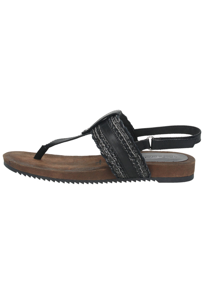 Tamaris Zehensteg Lederimitat/Textil Schwarz Kombi - surf4shoes
