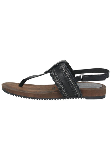 Tamaris Zehensteg Lederimitat/Textil Schwarz Kombi - surf4shoes
