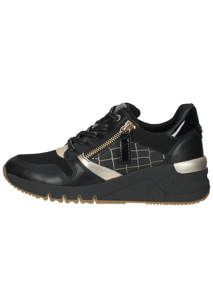 Tamaris Sneaker Lederimitat/Textil Schwarz/Gold - surf4shoes