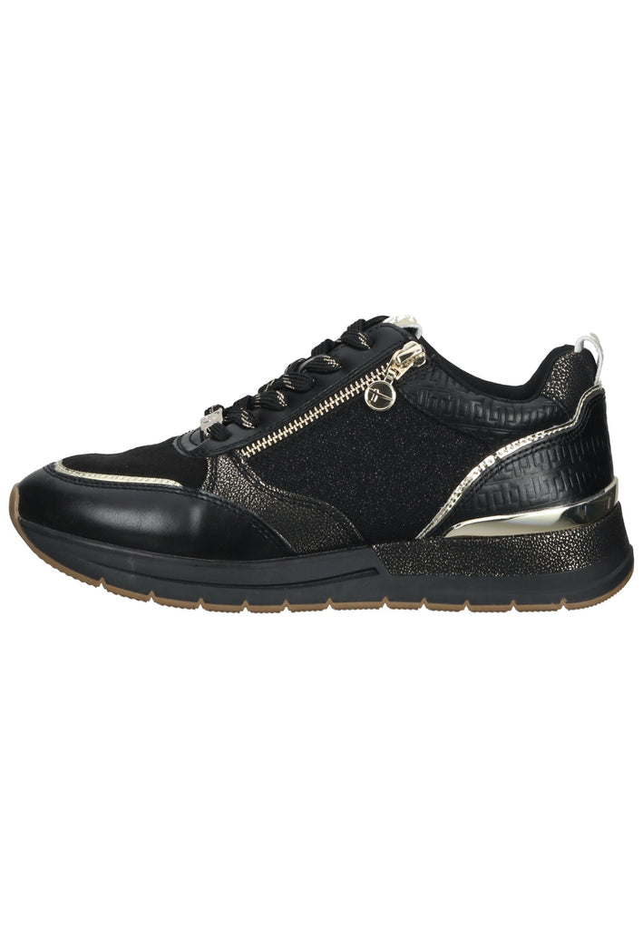 Tamaris Sneaker Lederimitat/Textil Schwarz/Gold - surf4shoes