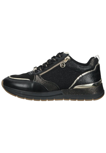 Tamaris Sneaker Lederimitat/Textil Schwarz/Gold - surf4shoes