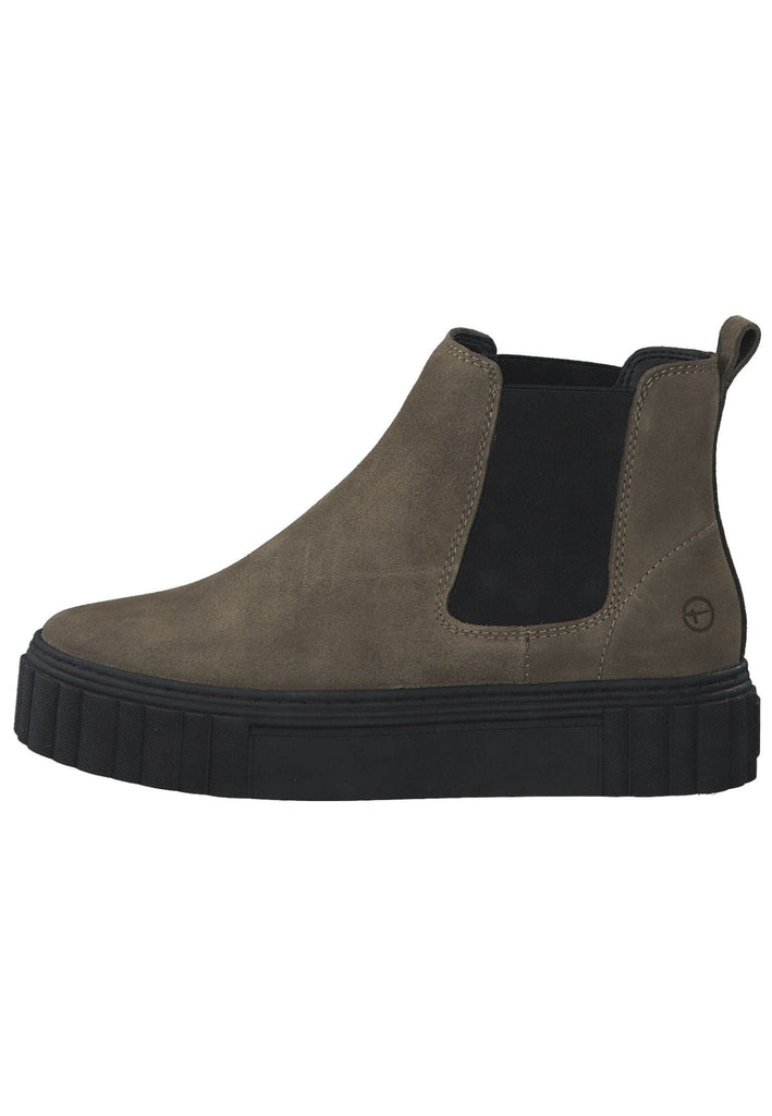 Tamaris Stiefelette Leder/Textil Olive/Schwarz - surf4shoes