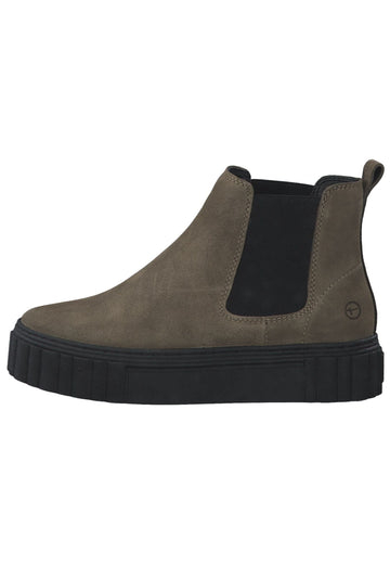Tamaris Stiefelette Leder/Textil Olive/Schwarz - surf4shoes