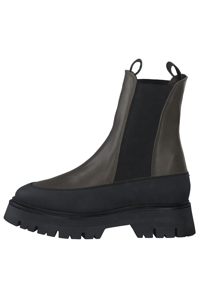 Tamaris Stiefelette Leder/Textil Olive/Schwarz - surf4shoes