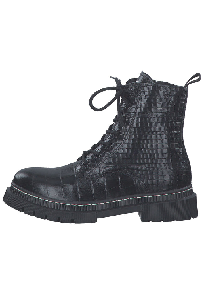 Tamaris Stiefelette Leder/Textil Croco Black - surf4shoes