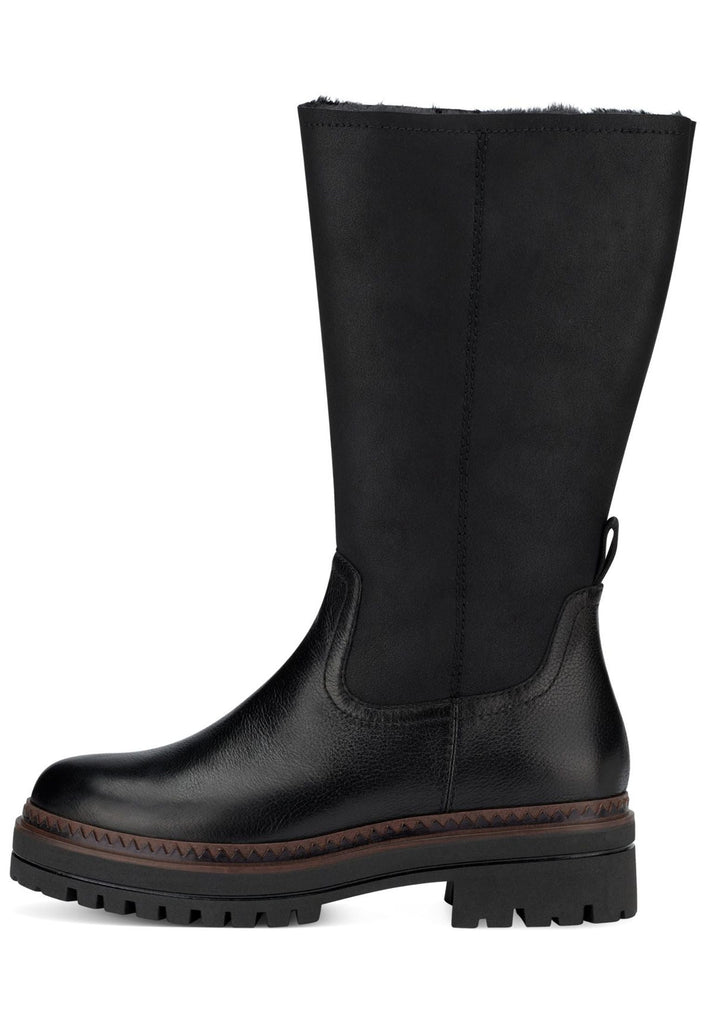 Tamaris Stiefel Leder/Textil Schwarz Warmfutter - surf4shoes