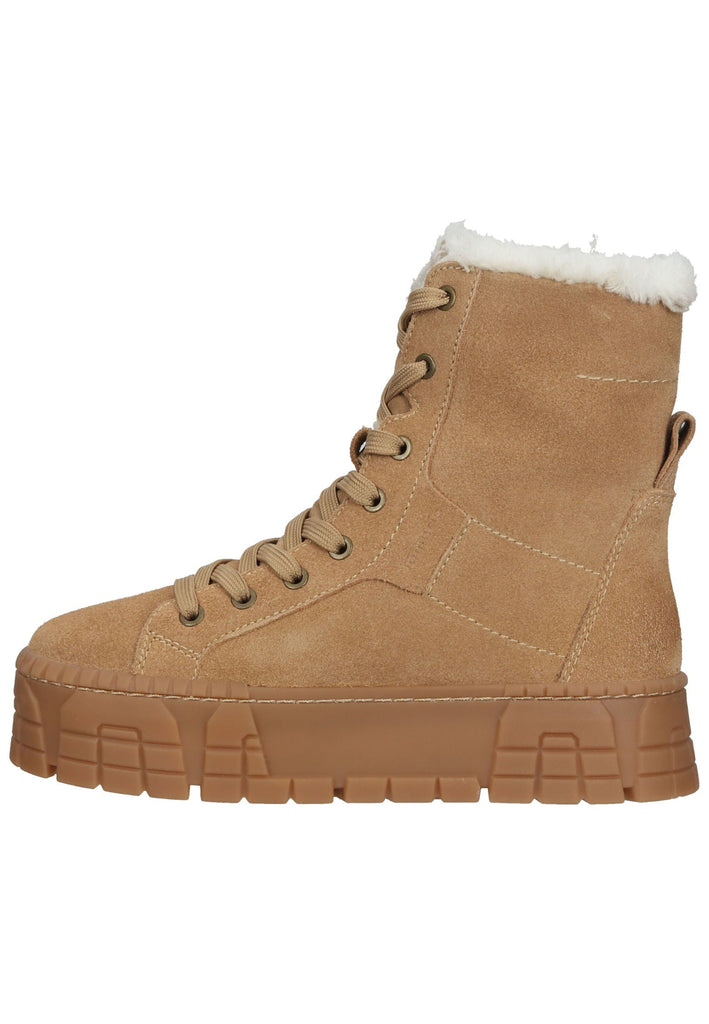 Tamaris Stiefelette Veloursleder Camel Warmfutter - surf4shoes