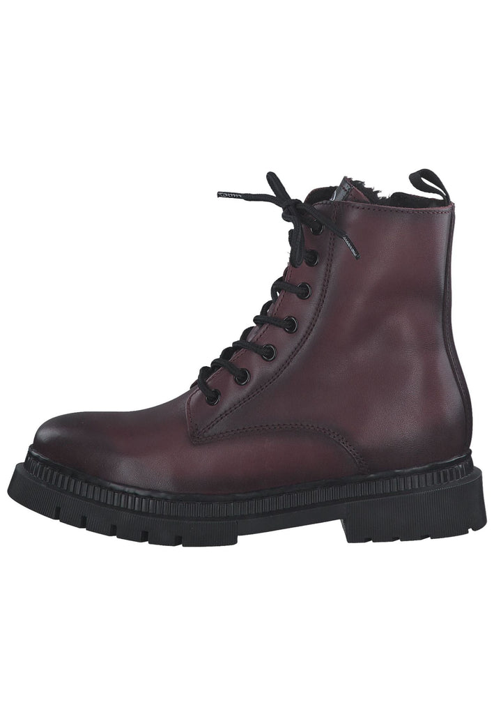 Tamaris Stiefelette Leder/Textil Dunkelrot Warmfutter - surf4shoes