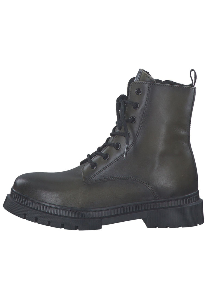 Tamaris Stiefelette Leder/Textil Olive Warmfutter - surf4shoes