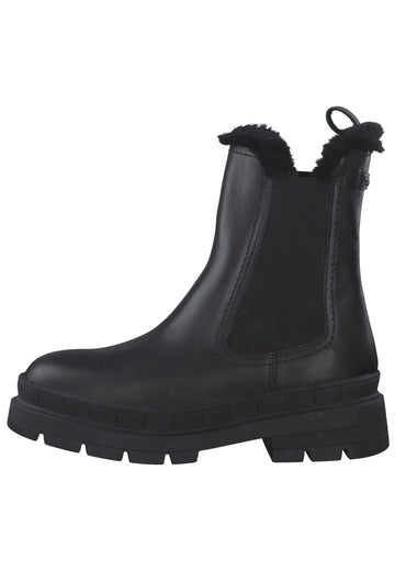 Tamaris Stiefelette Leder/Textil Schwarz Warmfutter - surf4shoes