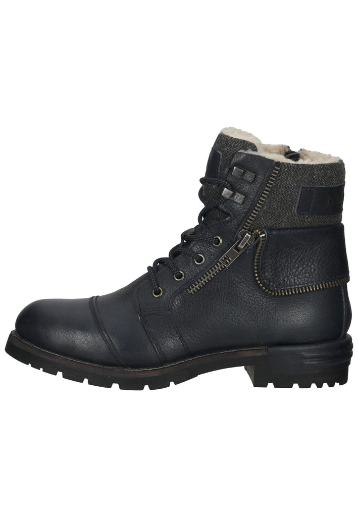 Bugatti Stiefelette Leder/Textil Dunkelblau/Grau Warmfutter - surf4shoes
