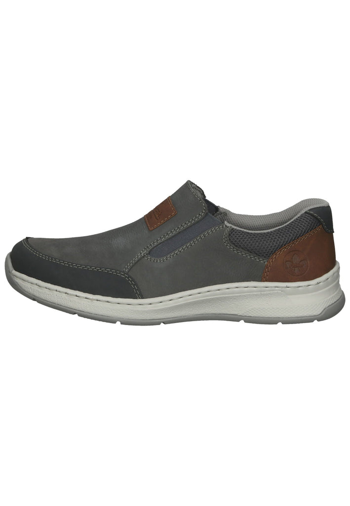 Rieker Slipper Leder/Synthetik Grau/Braun - surf4shoes