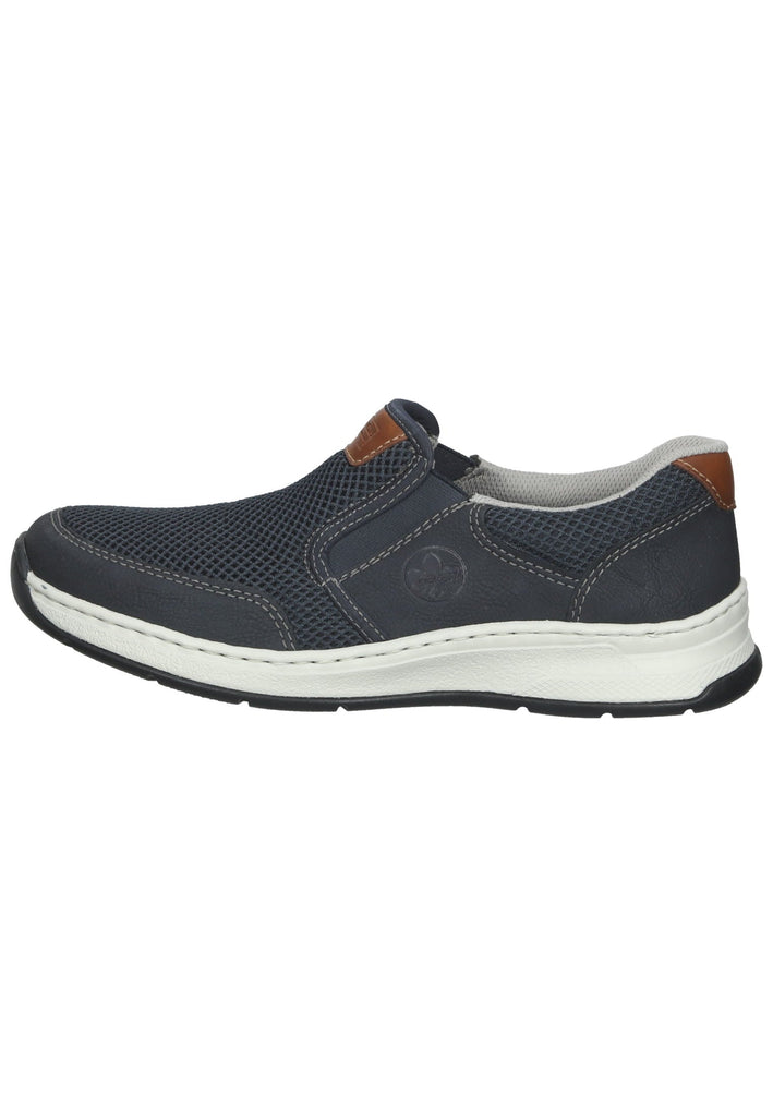 Rieker Slipper Lederimitat/Mesh Blau/Braun - surf4shoes