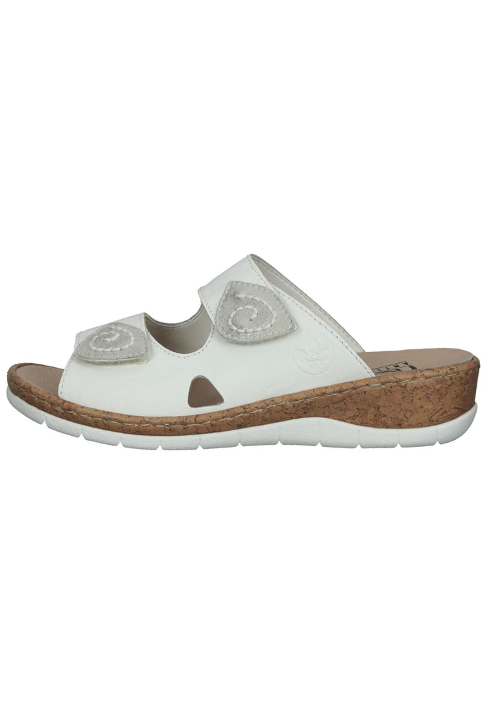 Rieker Pantoletten Leder Weiß - surf4shoes