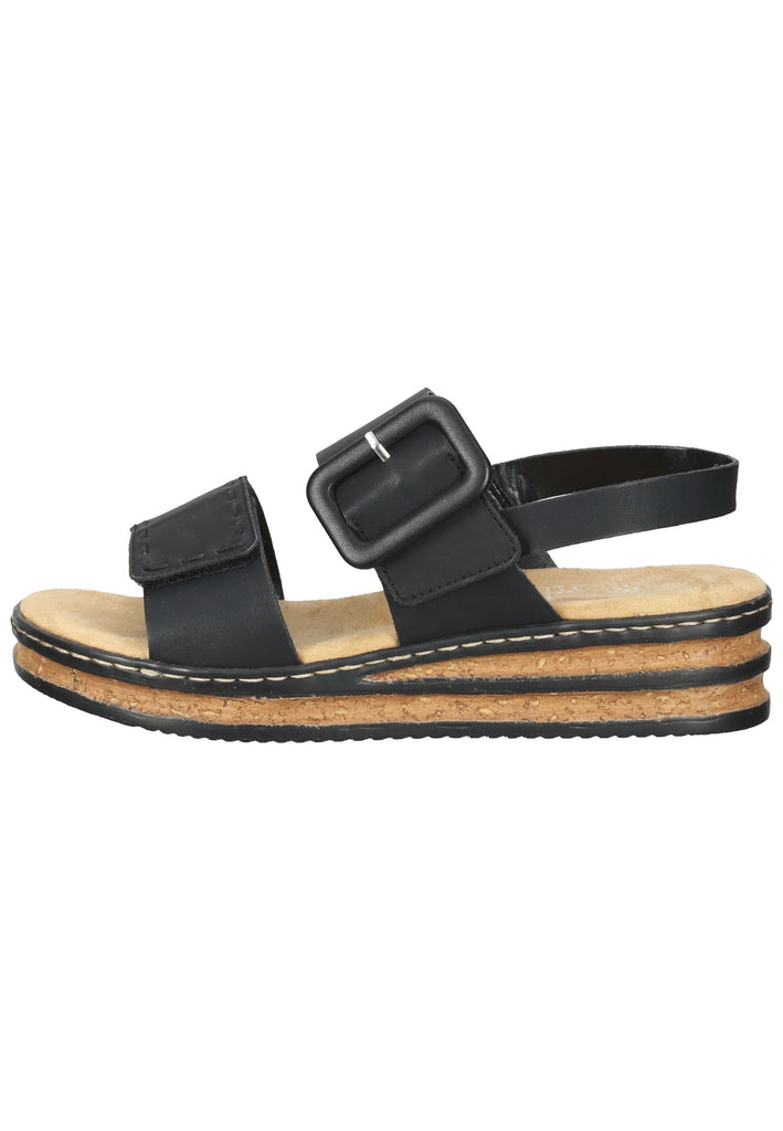 Rieker Sandalen Lederimitat Schwarz - surf4shoes