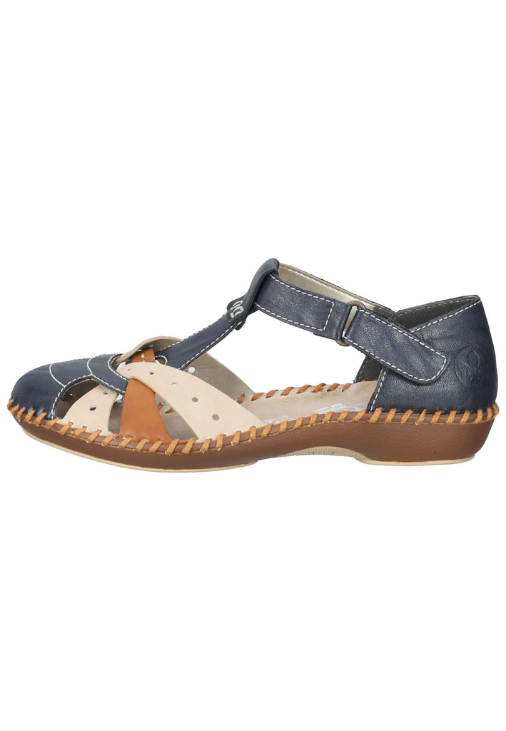 Rieker Sandalen Lederimitat Blau/Beige - surf4shoes