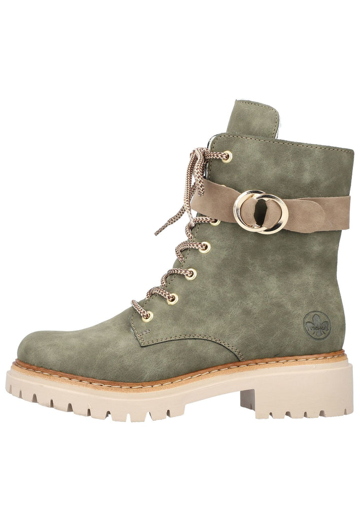 Rieker Stiefelette Lederimitat Dunkelgrün Warmfutter - surf4shoes