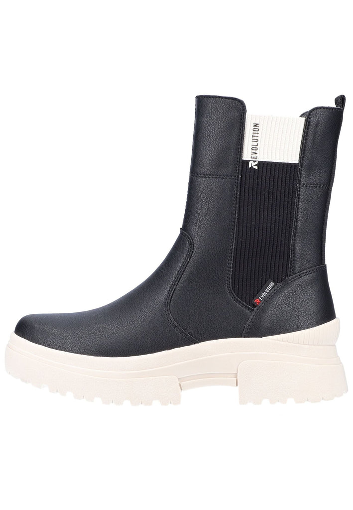 Rieker Stiefelette Leder/Textil Schwarz - surf4shoes