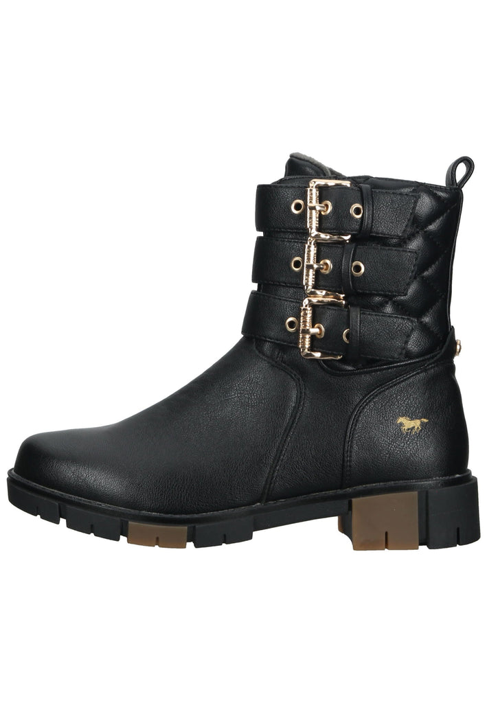 Mustang Stiefelette Lederimitat Schwarz Warmfutter - surf4shoes