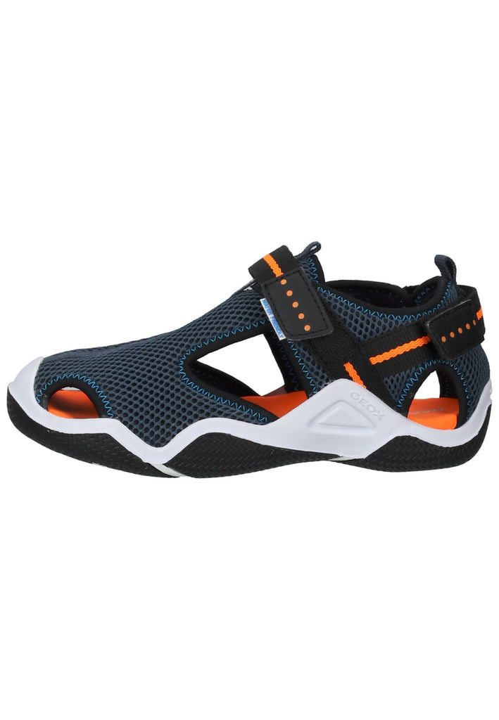 Geox Sandalen Lederimitat/Mesh Navy/Orange - surf4shoes