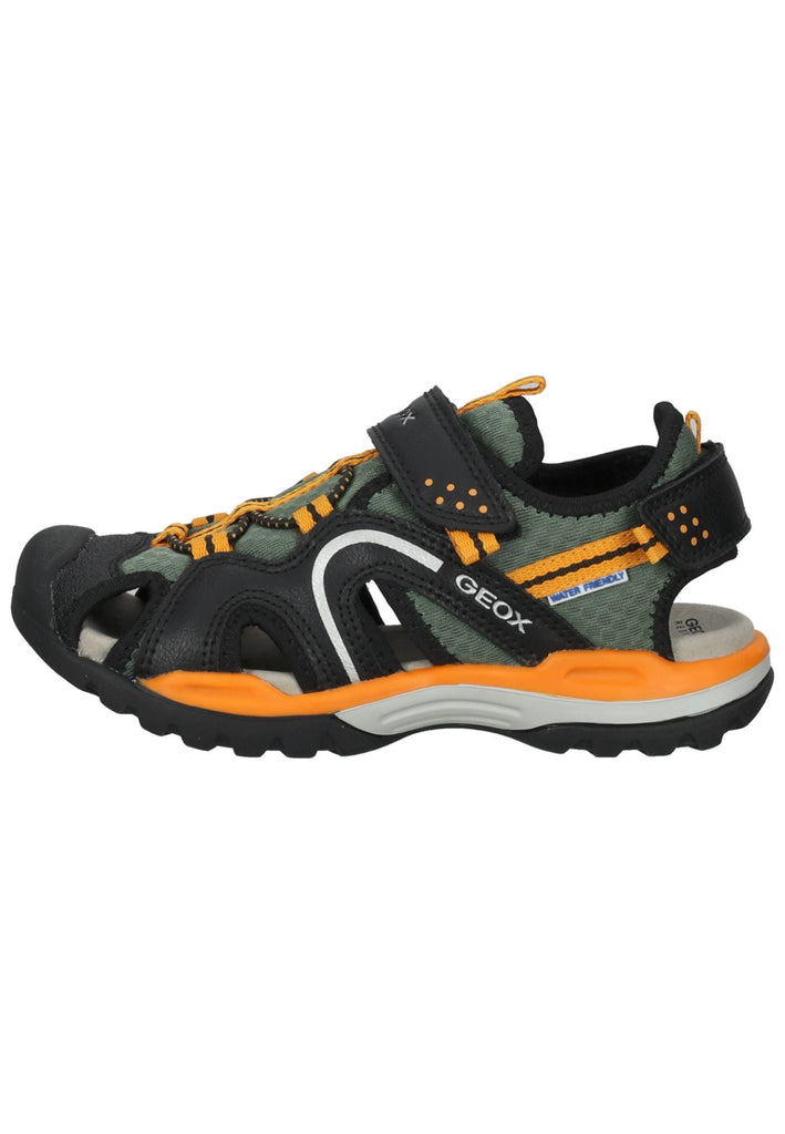 Geox Sandalen Lederimitat/Textil Schwarz/Orange - surf4shoes