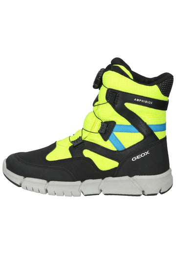 Geox Stiefelette Lederimitat/Textil Schwarz/Gelb Warmfutter - surf4shoes
