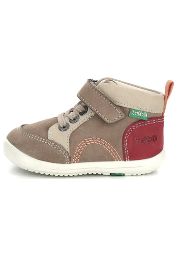Kickers Halbschuhe Nubukleder Beige/Rot - surf4shoes