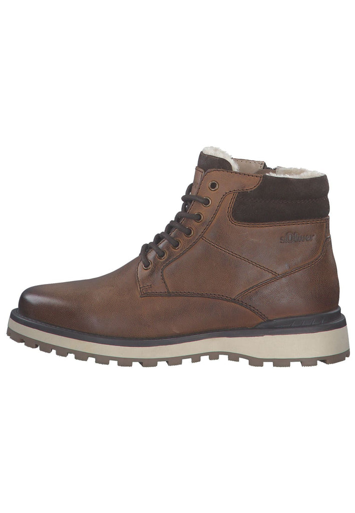 s.Oliver Stiefelette Leder Cognac Warmfutter - surf4shoes