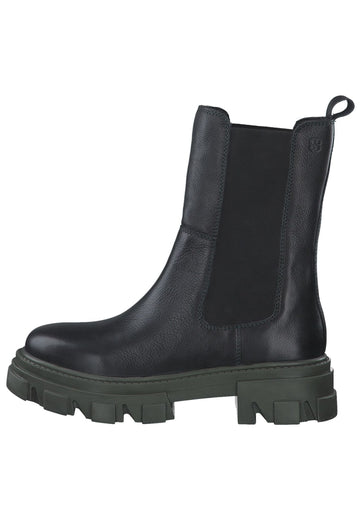 s.Oliver Stiefelette Leder/Textil Schwarz/Grün - surf4shoes