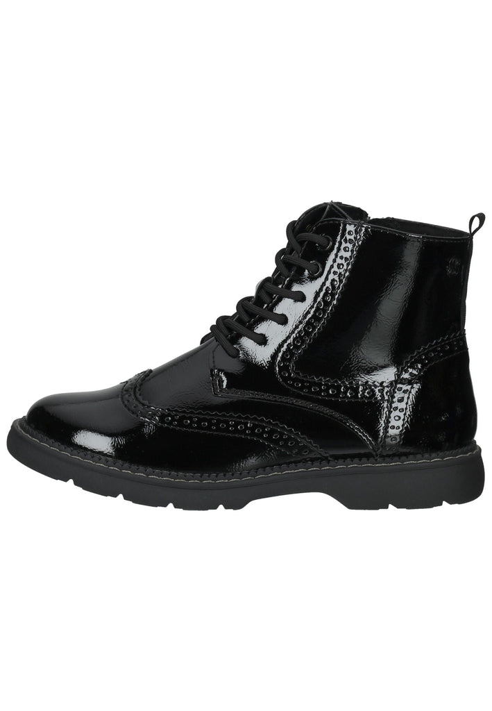 s.Oliver Stiefelette Lederimitat Schwarz Lack Warmfutter - surf4shoes