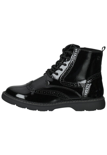 s.Oliver Stiefelette Lederimitat Schwarz Lack Warmfutter - surf4shoes