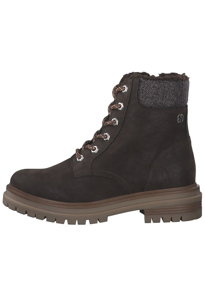 s.Oliver Stiefelette Lederimitat/Textil Dunkelbraun Warmfutter - surf4shoes
