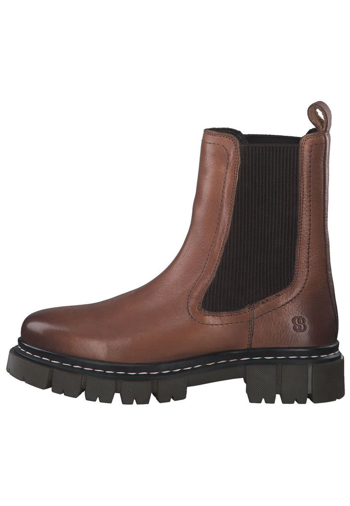 s.Oliver Stiefelette Leder/Textil Cognac Warmfutter - surf4shoes