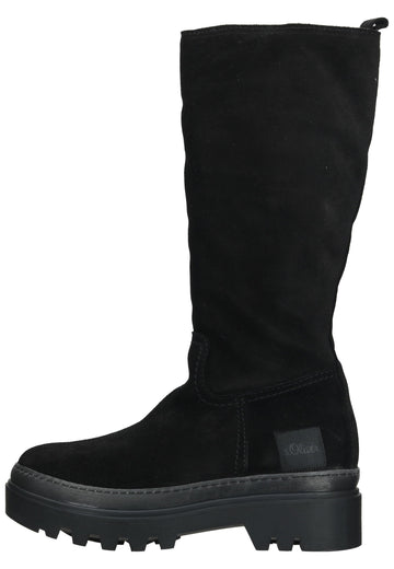 s.Oliver Stiefel Veloursleder Schwarz Warmfutter - surf4shoes