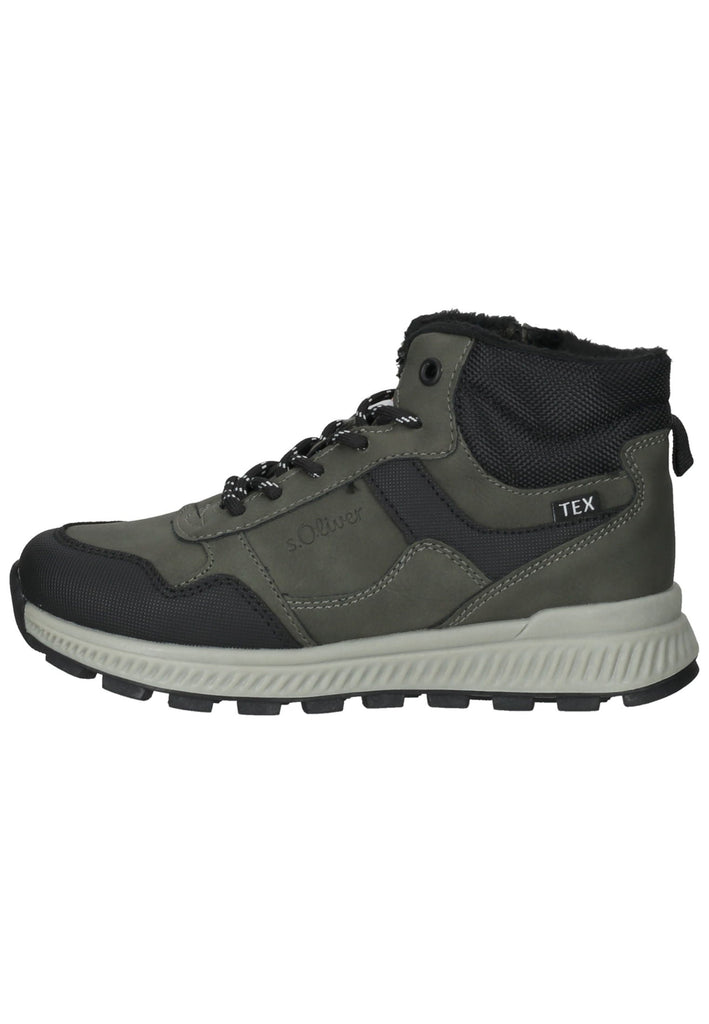 s.Oliver Stiefelette Lederimitat/Textil Khaki Warmfutter - surf4shoes