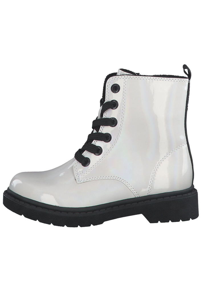 s.Oliver Stiefelette Lederimitat Weiß Lack - surf4shoes
