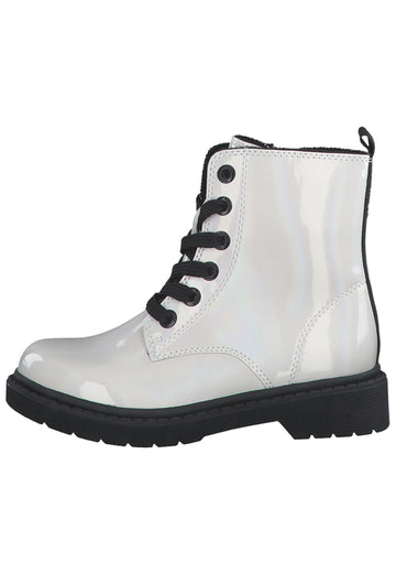 s.Oliver Stiefelette Lederimitat Weiß Lack - surf4shoes