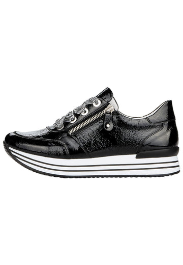 Remonte Sneaker Leder Schwarz Lack - surf4shoes