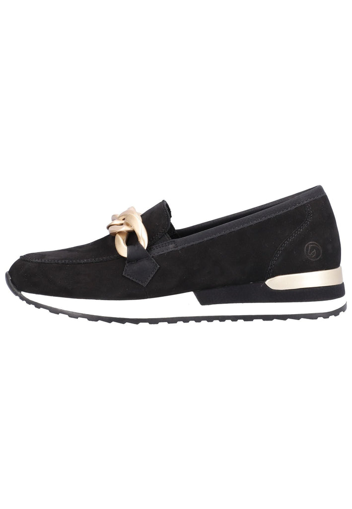 Remonte Slipper Veloursleder Schwarz - surf4shoes
