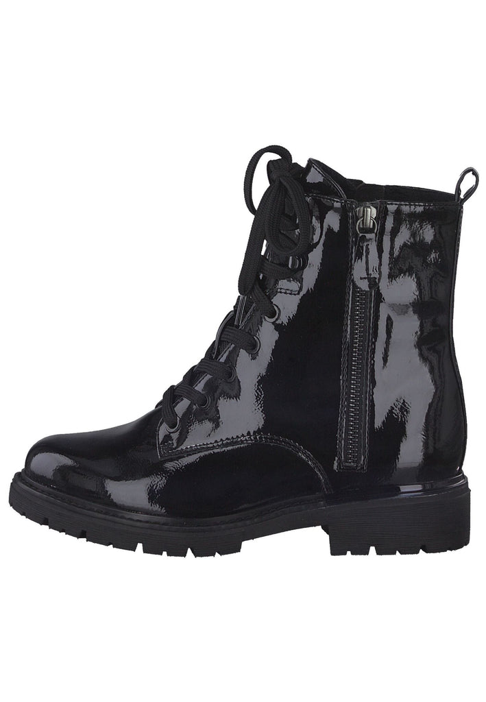 Jana Stiefelette Lederimitat Schwarz Lack - surf4shoes