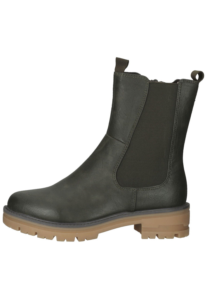 Jana Stiefelette Lederimitat/Textil Khaki - surf4shoes