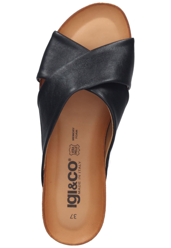 IGI&CO Pantoletten Leder Schwarz - surf4shoes