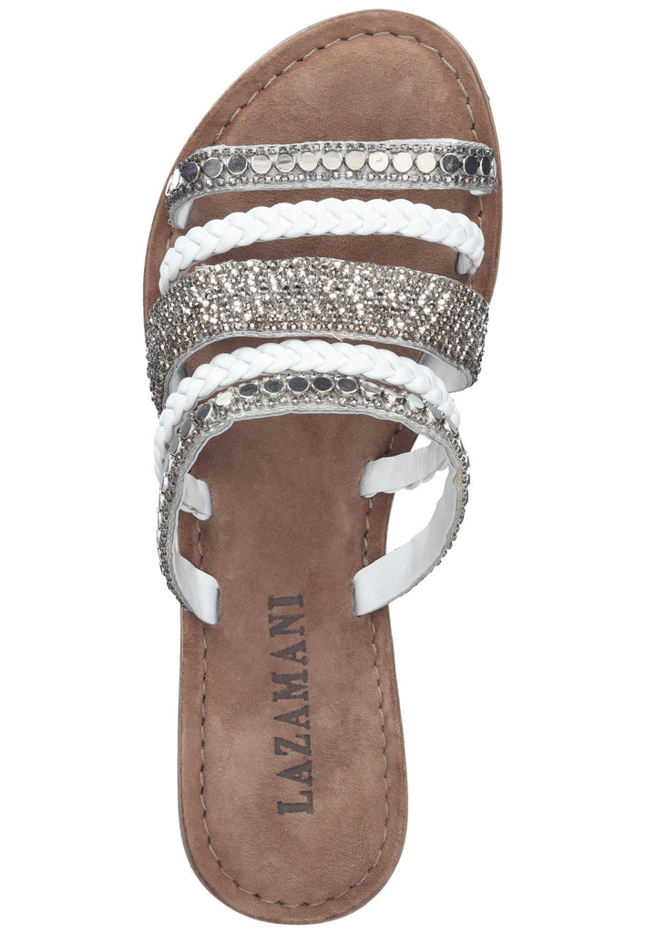 Lazamani Pantoletten Leder Weiß - surf4shoes