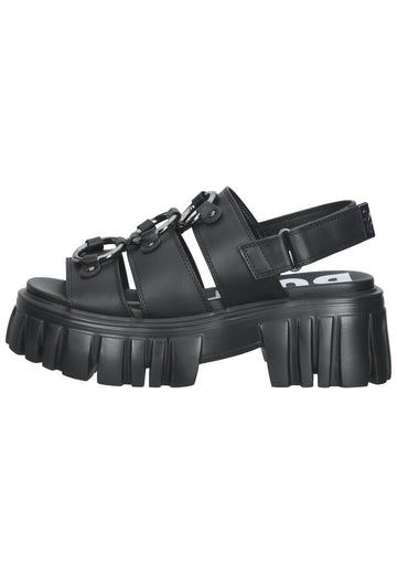 Buffalo Sandalen Lederimitat Schwarz - surf4shoes